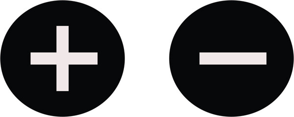 Obraz premium Add and remove button- plus minus icon circular web element vector illustration 