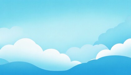 Fototapeta premium Illustration simple flat art design blue sky with clouds on the pastel blue background
