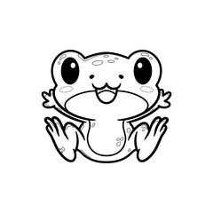 cute frog jumping, cartoon coloring book