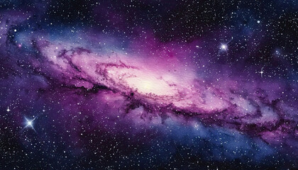 Watercolor Galaxy with Stars and Nebulas &mdash; Abstract Space Art