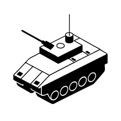 Fototapeta premium Infantry Fighting Vehicle Icon in Black and White Design 