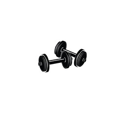 Dumbbell pair food silhouette on white background