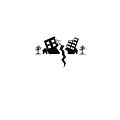 Earthquake silhouette on white background