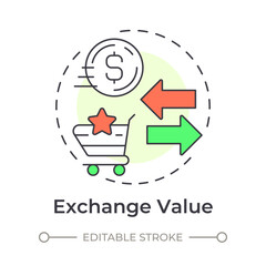 Exchange value multi color concept icon. Market, transaction. Financial currency. Round shape line illustration. Abstract idea. Graphic design. Easy to use in infographic, presentation