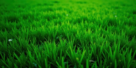Obraz premium Vibrant Green Grass Blades with a Delicate Wildflower in a Lush Meadow