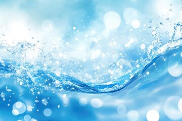 Water Wave Bokeh Lights Abstract Blue Background