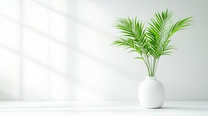 Minimalist room with potted palm