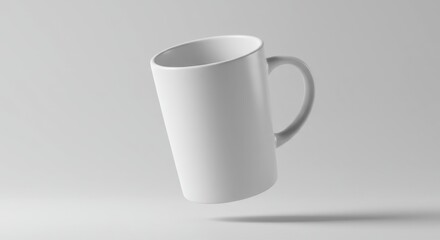 Obraz premium Smooth Matte White Ceramic Mug on Grey Background