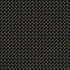 Fototapeta premium Diagonal Gold Brick Pattern. Elegant Seamless Brick Wall-Inspired Geometric Pattern with Golden Lines on Classic Black Background