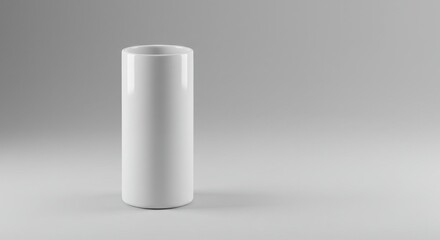 Minimalist White Ceramic Toilet Brush Holder on Light Grey Background