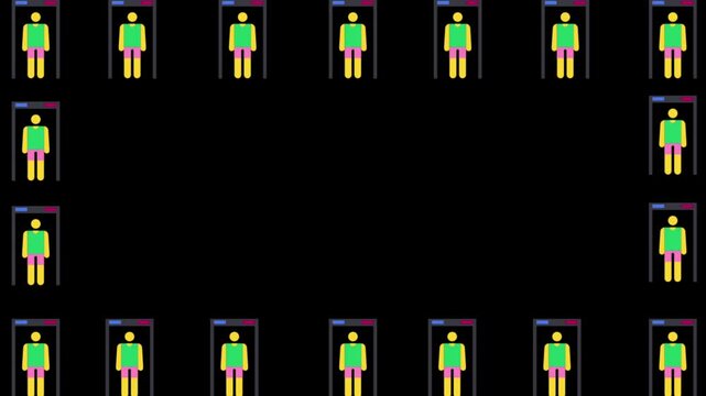 Sequrity checking machine of station, airport icons.