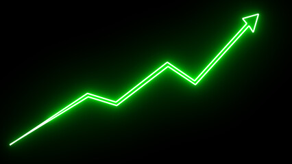 Business Growth Arrow and Graph Chart. Abstract glowing business arrow icon 