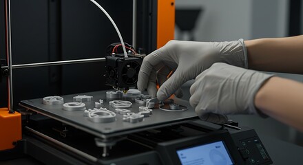 Naklejka premium Hands-on with 3D Printing: Precision Placement of Components for Technological Innovation