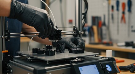 Additive Manufacturing: 3D Printer Crafting Precision Parts in a Workshop