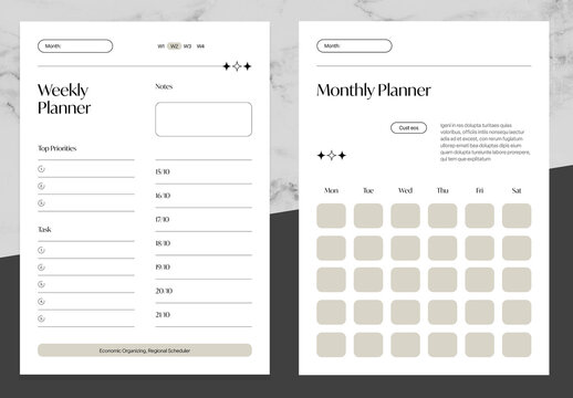 Cream And Black Planner