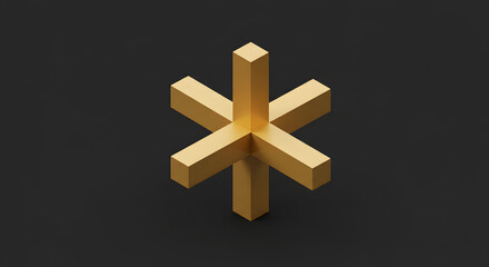 Obraz premium Isometric Gold Jack Shape on Dark Background - Conceptual Design