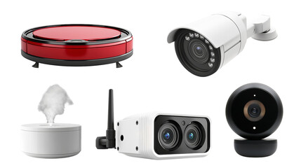 Smart home devices for convenience and security, PNG, created with Generative AI