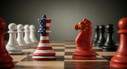 US-China Geopolitical Chess Match: Queen vs. Knight Standoff