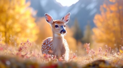 Fawn in Autumn Woods
