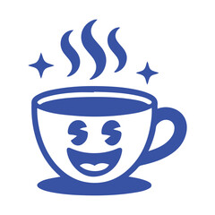 logo design template and graphic elements for advertising, branding, posters and banners, funny cartoon illustrations with smiling character, coffee cup mascot, print and sticker Vector