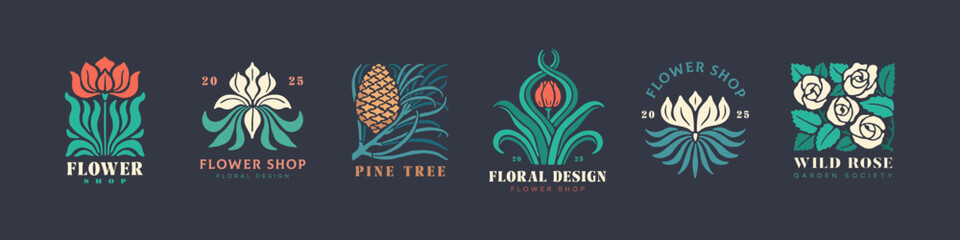 Botanical vintage logo set