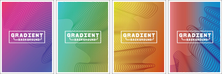 Gradient Backgrounds Vector Set, Abstract Waves