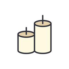 Candle colored icons, minimalist vector illustration ,simple transparent graphic element .Isolated on white background