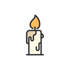 Candle colored icons, minimalist vector illustration ,simple transparent graphic element .Isolated on white background