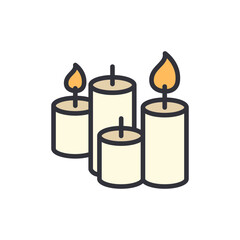 Candle colored icons, minimalist vector illustration ,simple transparent graphic element .Isolated on white background