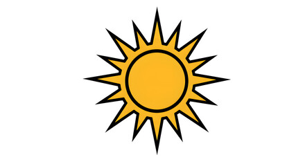 Fototapeta premium Stylized Yellow Sun with Black Outline Design for Summer Illustrations