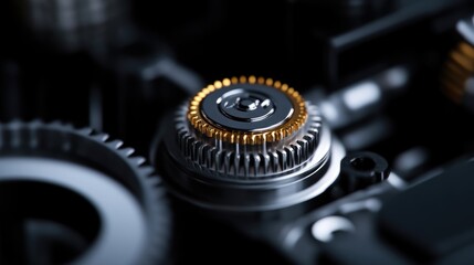 Close-up view of intricate clockwork mechanism