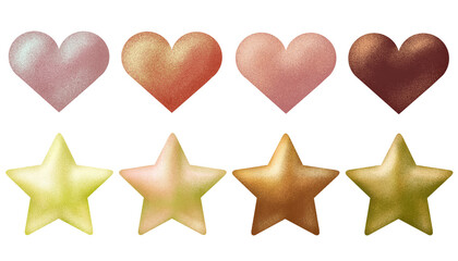 キラキラしたハートとスターのセット