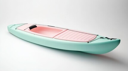 Isolated Kayak in Pastel Colors on White Background