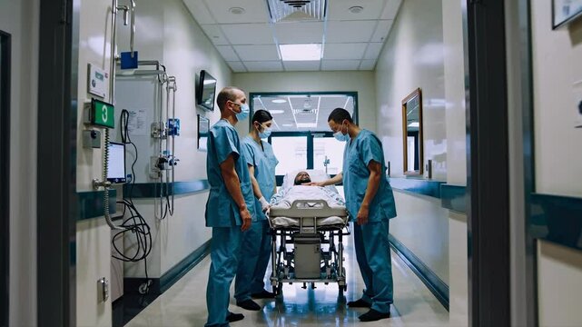 Doctors comforting patient before surgery