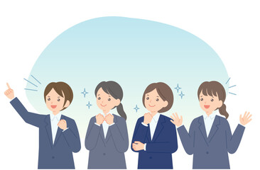 やる気みなぎるビジネスウーマンのイラスト