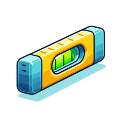 Obraz premium Spirit level tool in green and blue with bubble in center position. Perfect for construction equipment, carpentry tools, and professional builder supplies.