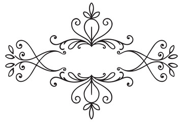 Elegant Ornamental Divider Design, Vintage Floral Scroll Decoration, Classic Black and White Line Art