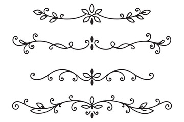 Elegant Ornamental Divider Design, Vintage Floral Scroll Decoration, Classic Black and White Line Art