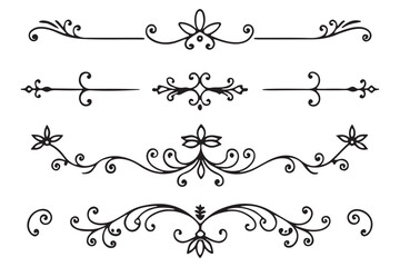 Elegant Ornamental Divider Design, Vintage Floral Scroll Decoration, Classic Black and White Line Art