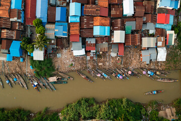 Riverside Village with Colorful Rooftops