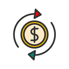 Cash Flow icon vector image. Suitable for mobile apps, web apps and print media.