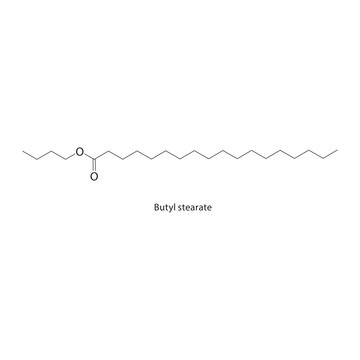 Butyl stearate skeletal structure. Ester (fatty acid) compound schematic illustration. Simple diagram, chemical formula.