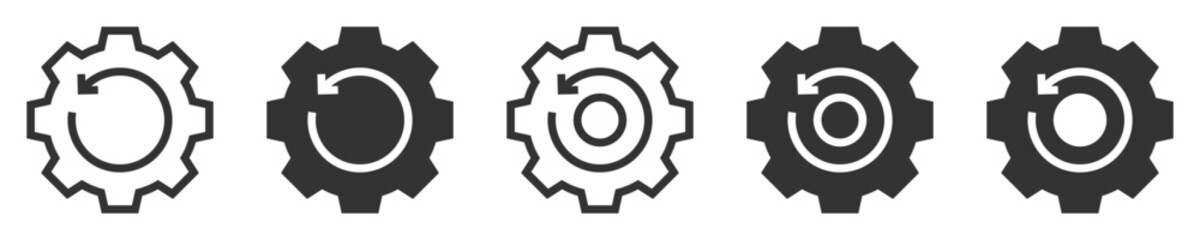 Vector illustration of gear rotation icons set.