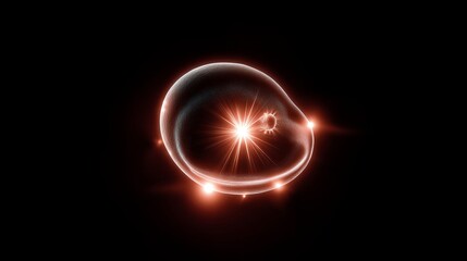 IVF and Embryo concept, Glowing abstract shape with dynamic lines and light effects against a dark background.