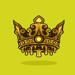 Golden Dripping Crown Design Illustration
