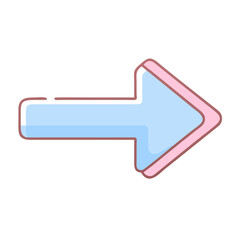 Icon of a Right Arrow in Soft Pastel Colors  