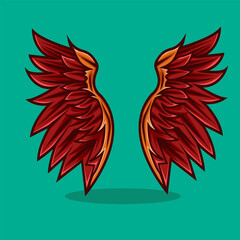 Red Phoenix Wings Vector Illustration