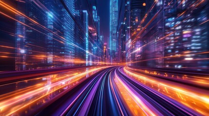 Fototapeta premium Abstract city night lights motion blur