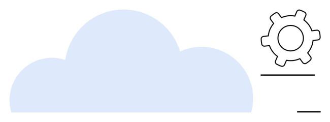 Minimalist blue cloud next to a gear with lines, symbolizing cloud computing, customization, digital services, innovation, technology, data optimization, and online solutions. Ideal for tech visuals