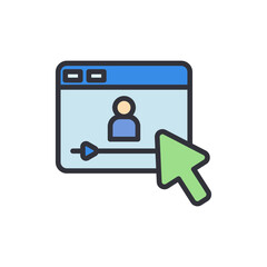 Business training video colored icons, minimalist vector illustration ,simple transparent graphic element .Isolated on white background